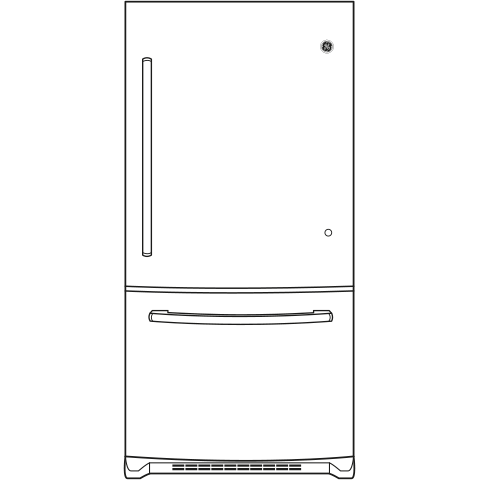GE APPLIANCES 21.0 Cu. Ft. Bottom-Freezer Refrigerator White - GDE21EGKWW