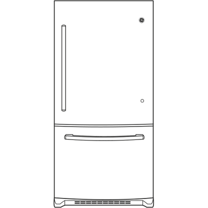 GE APPLIANCES 21.0 Cu. Ft. Bottom-Freezer Refrigerator White - GDE21EGKWW