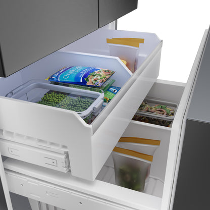 BOSCH B36FD52SNB 500 Series, French Door Bottom freezer, multi door, 36'', Black inox-antifingerprint, Total No Frost Black in Stainless Steel - B36FD52SNB