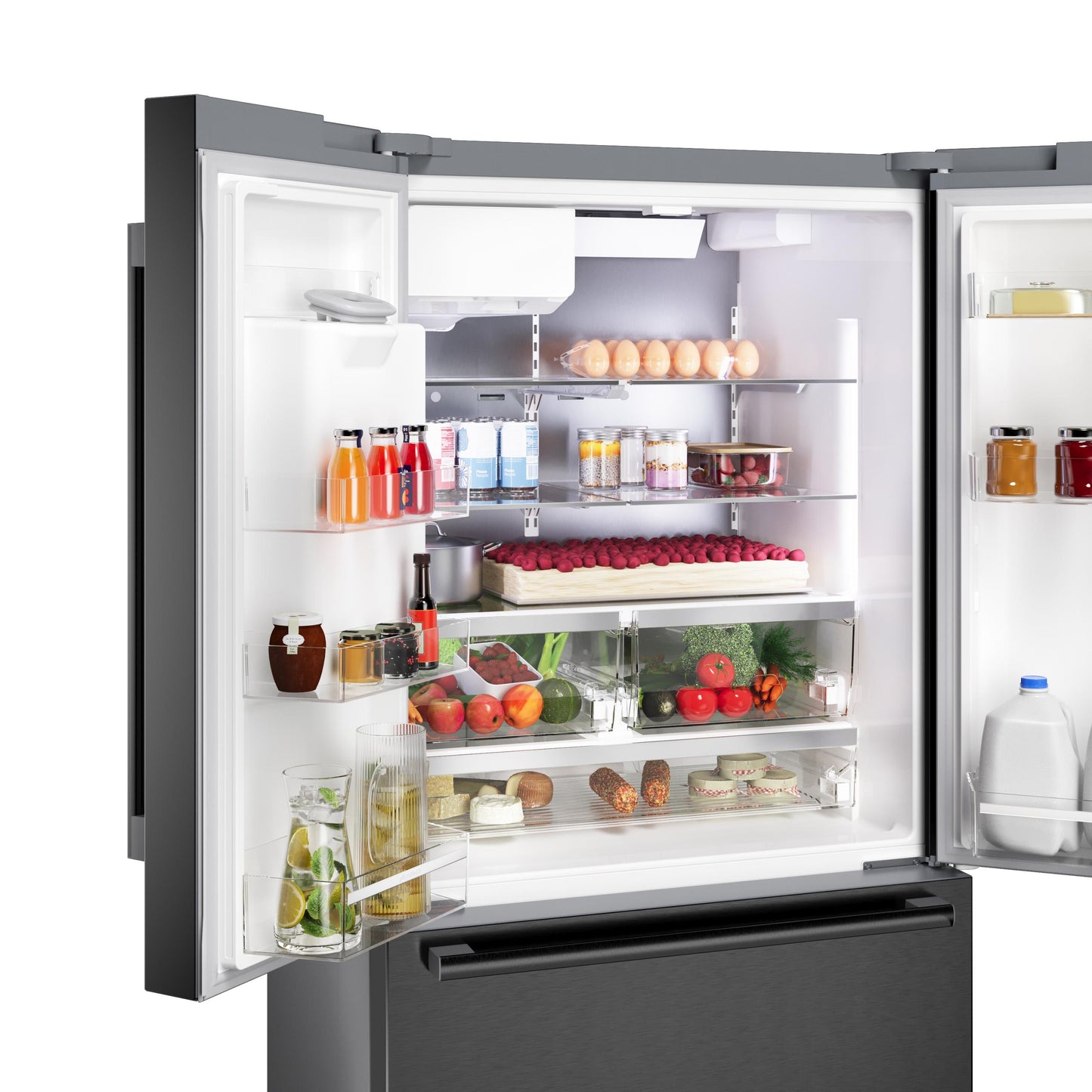 BOSCH B36FD52SNB 500 Series, French Door Bottom freezer, multi door, 36'', Black inox-antifingerprint, Total No Frost Black in Stainless Steel - B36FD52SNB