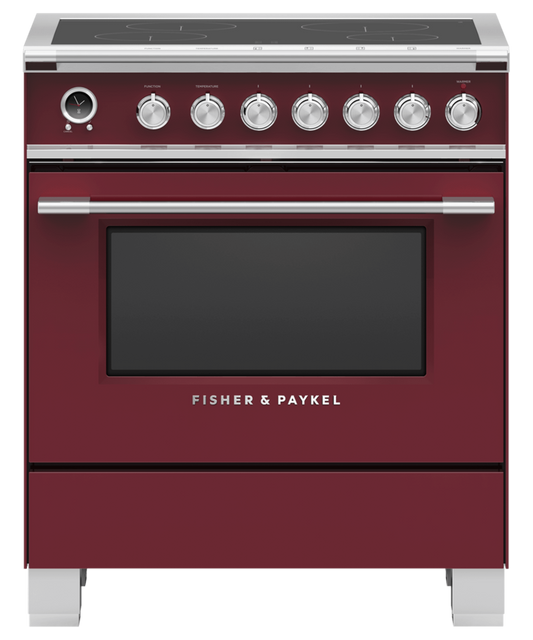 FISHER & PAYKEL OR30SCI6R1 30" Series 9 Classic 4 Zone Induction Self-Cleaning Range Red - OR30SCI6R1