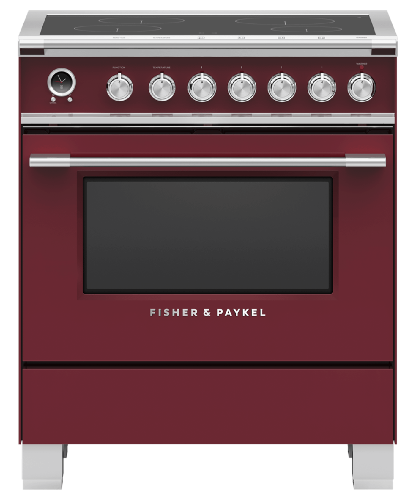 FISHER & PAYKEL OR30SCI6R1 30" Series 9 Classic 4 Zone Induction Self-Cleaning Range Red - OR30SCI6R1