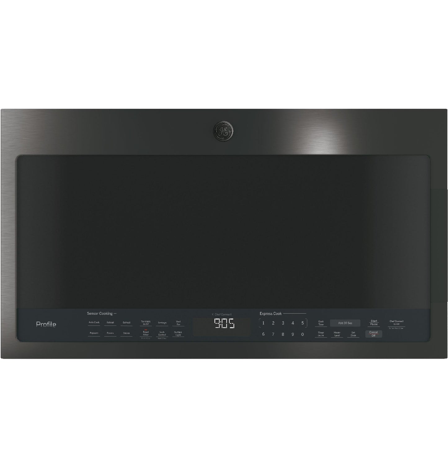 GE APPLIANCES GE Profile 2.1 Cu. Ft. Over-the-Range Sensor Microwave Oven Black in Stainless Steel - PVM9005BLTS