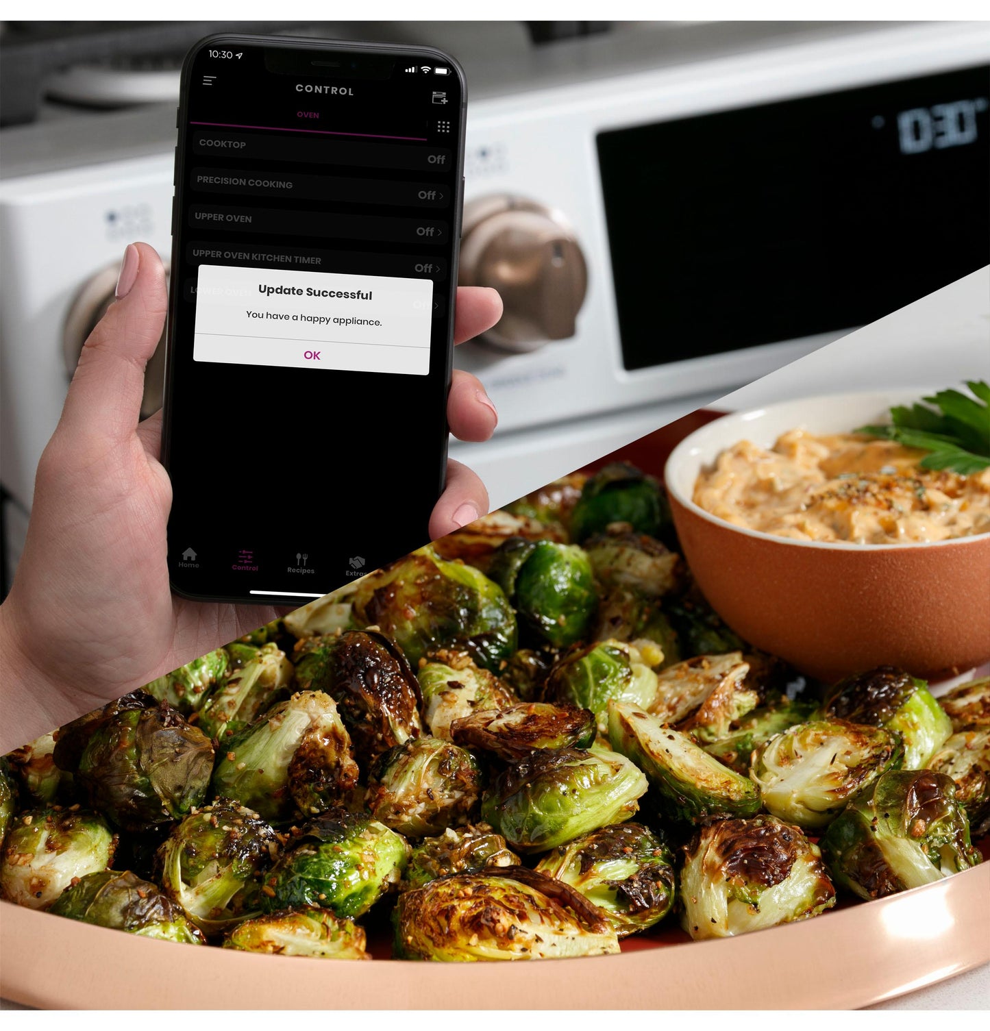 CAFE CGS700P2MS1 CAFé™ 30" Smart Slide-In, Front-Control, Gas Range with Convection Oven in Stainless Steel - CGS700P2MS1