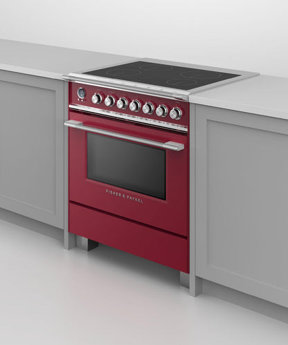 FISHER & PAYKEL OR30SCI6R1 30" Series 9 Classic 4 Zone Induction Self-Cleaning Range Red - OR30SCI6R1