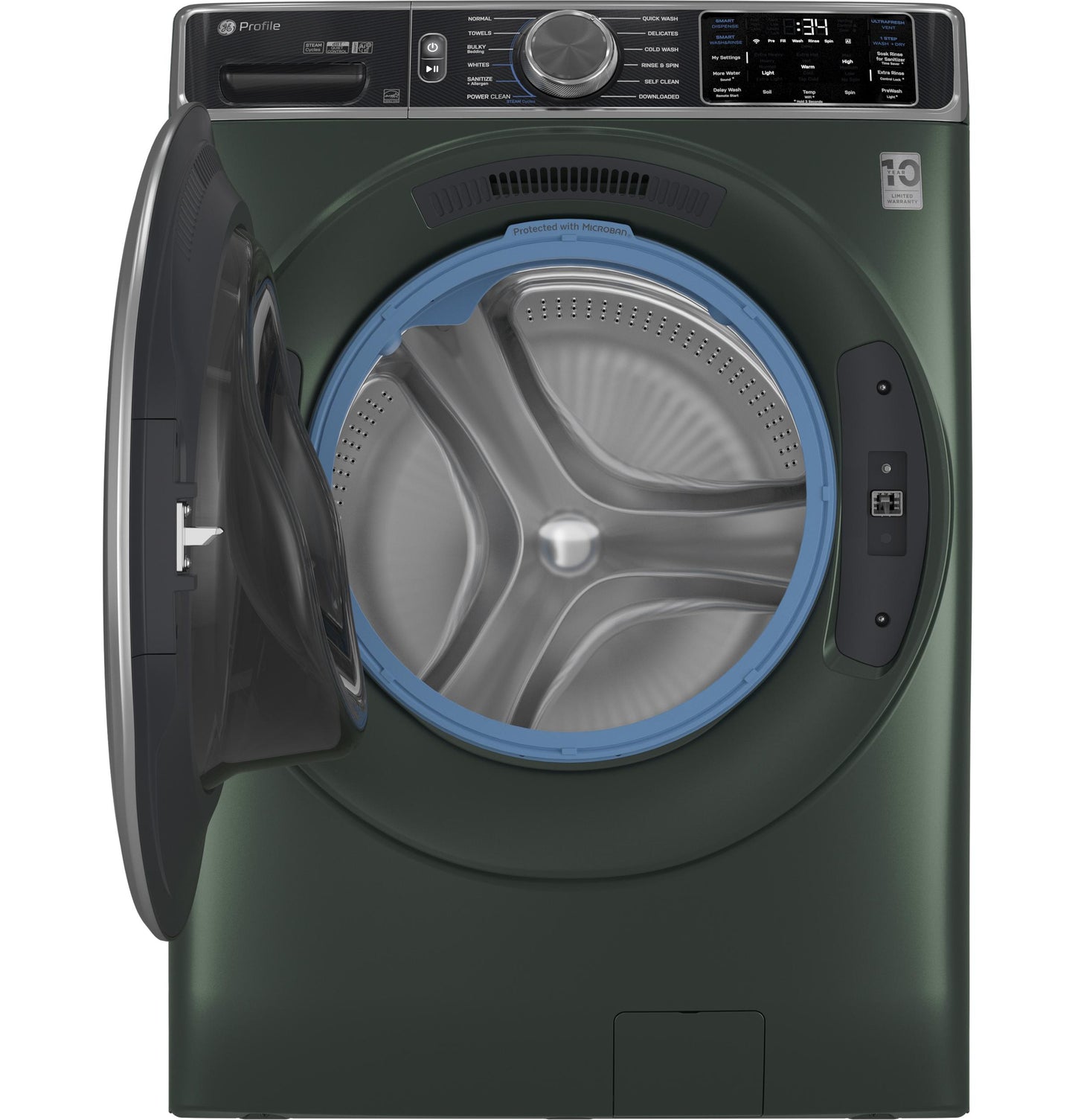 GE APPLIANCES PFW955SPWGN GE Profile™ 5.5 cu. ft. Capacity Smart Front Load ENERGY STAR® Steam Washer with UltraFresh Vent System+ and Smart Wash & Smart Rinse Green - PFW955SPWGN