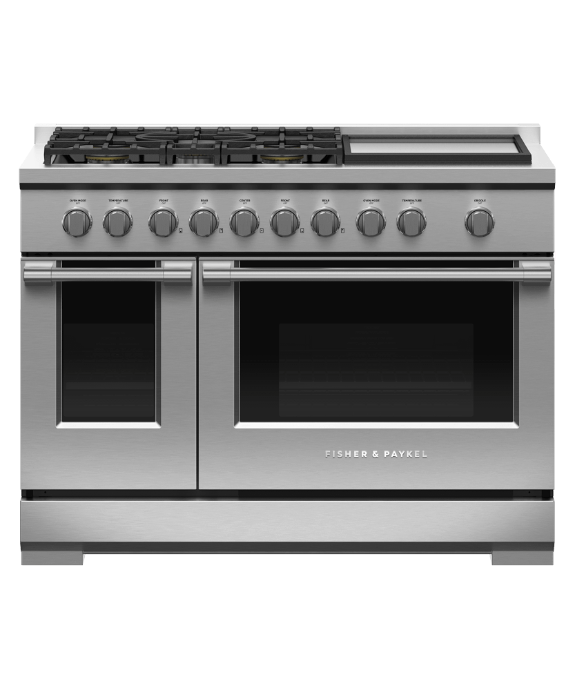 FISHER & PAYKEL RGV3485GDL 48" Series 7 Professional 5 Burner with Griddle Gas Range in Stainless Steel - RGV3485GDL