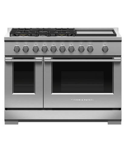 FISHER & PAYKEL RGV3485GDL 48" Series 7 Professional 5 Burner with Griddle Gas Range in Stainless Steel - RGV3485GDL