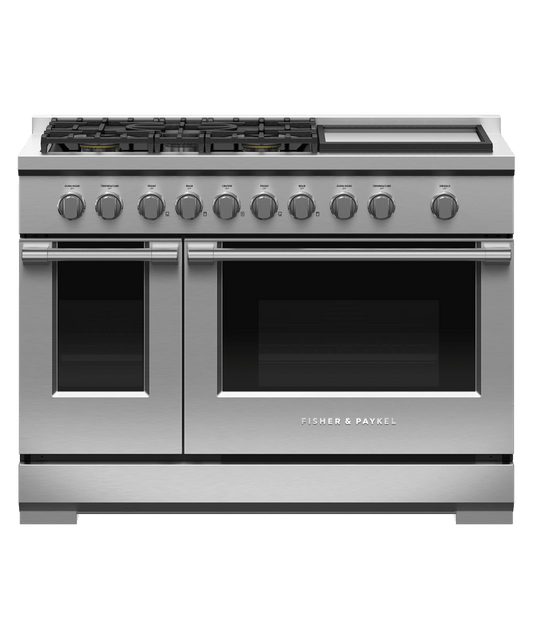 FISHER & PAYKEL RGV3485GDL 48" Series 7 Professional 5 Burner with Griddle Gas Range in Stainless Steel - RGV3485GDL