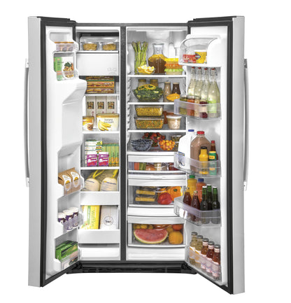 GE APPLIANCES GSS25IYNFS GE 25.1 Cu. Ft. Fingerprint Resistant Side-By-Side Refrigerator in Stainless Steel - GSS25IYNFS