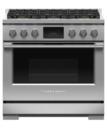 FISHER & PAYKEL RDV3366N 36" Series 9 Professional Dual Fuel 6 Burner Self-Cleaning Range in Stainless Steel - RDV3366N