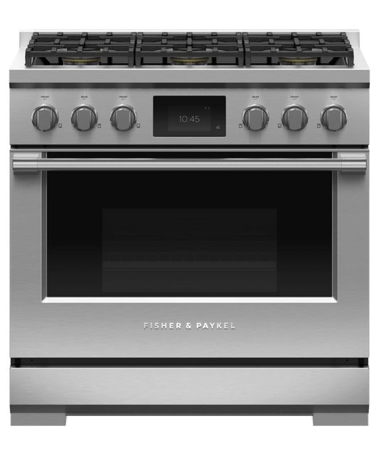 FISHER & PAYKEL RDV3366N 36" Series 9 Professional Dual Fuel 6 Burner Self-Cleaning Range in Stainless Steel - RDV3366N