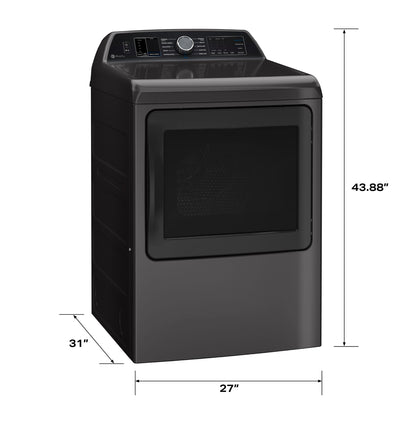 GE APPLIANCES PTD70EBPTDG GE Profile™ ENERGY STAR® 7.4 cu. ft. Capacity Smart aluminized alloy drum Electric Dryer with Sanitize Cycle and Sensor Dry Gray