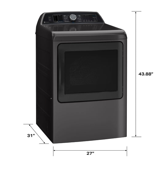 GE APPLIANCES PTD70EBPTDG GE Profile™ ENERGY STAR® 7.4 cu. ft. Capacity Smart aluminized alloy drum Electric Dryer with Sanitize Cycle and Sensor Dry Gray