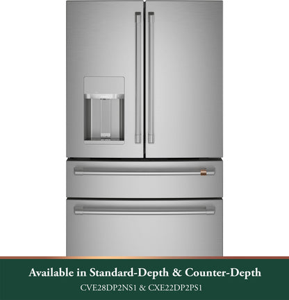 CAFE CXE22DP2PS1 CAFé™ ENERGY STAR 22.3 Cu. Ft. Smart Counter-Depth 4-Door French-Door Refrigerator in Stainless Steel - CXE22DP2PS1