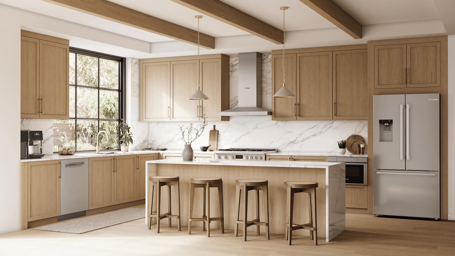 BOSCH B36CD52SNS 500 Series, French Door Bottom freezer, multi door, 36'', Brushed steel (with anti-fingerprint), Total No Frost in Stainless Steel - B36CD52SNS