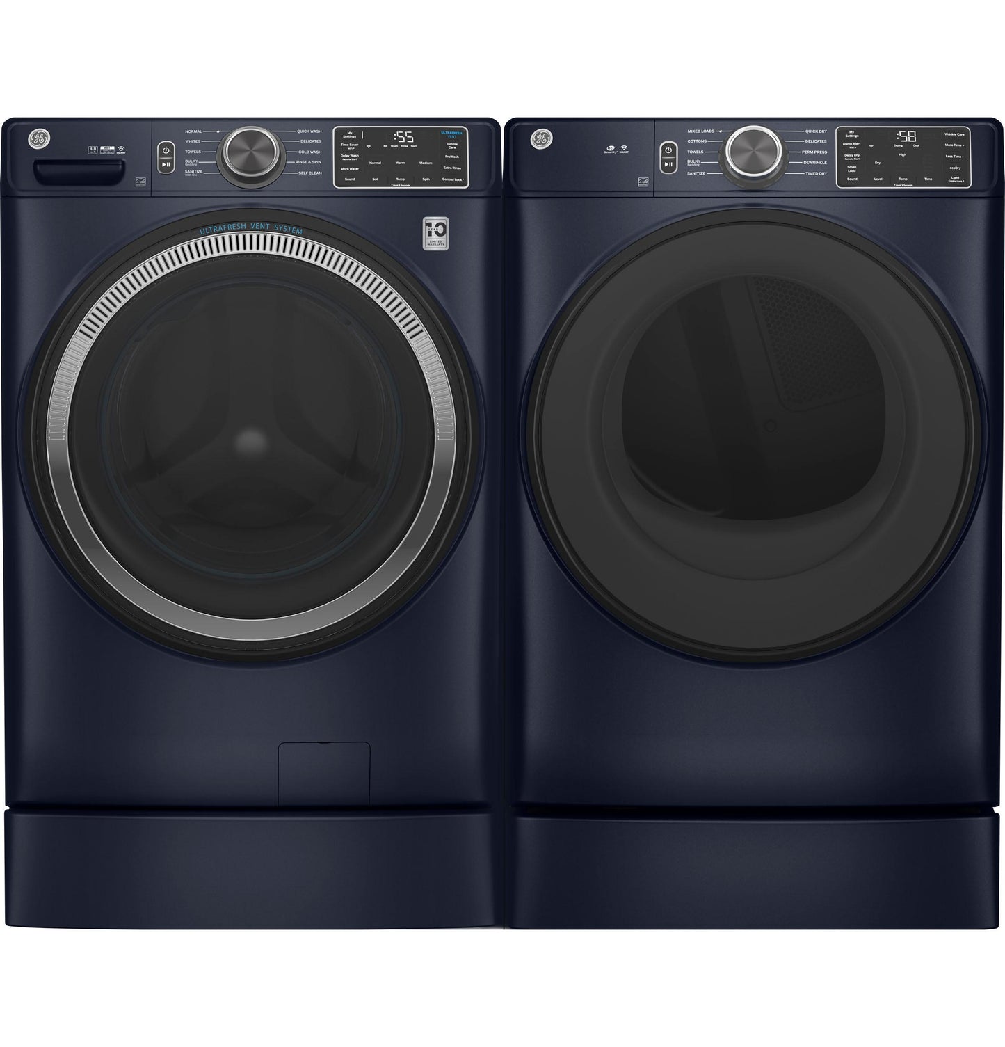 GE APPLIANCES GFW550SPRRS GE® ENERGY STAR® 4.8 cu. ft. Capacity Smart Front Load Washer with UltraFresh Vent System with OdorBlock™ and Sanitize w/Oxi Blue - GFW550SPRRS