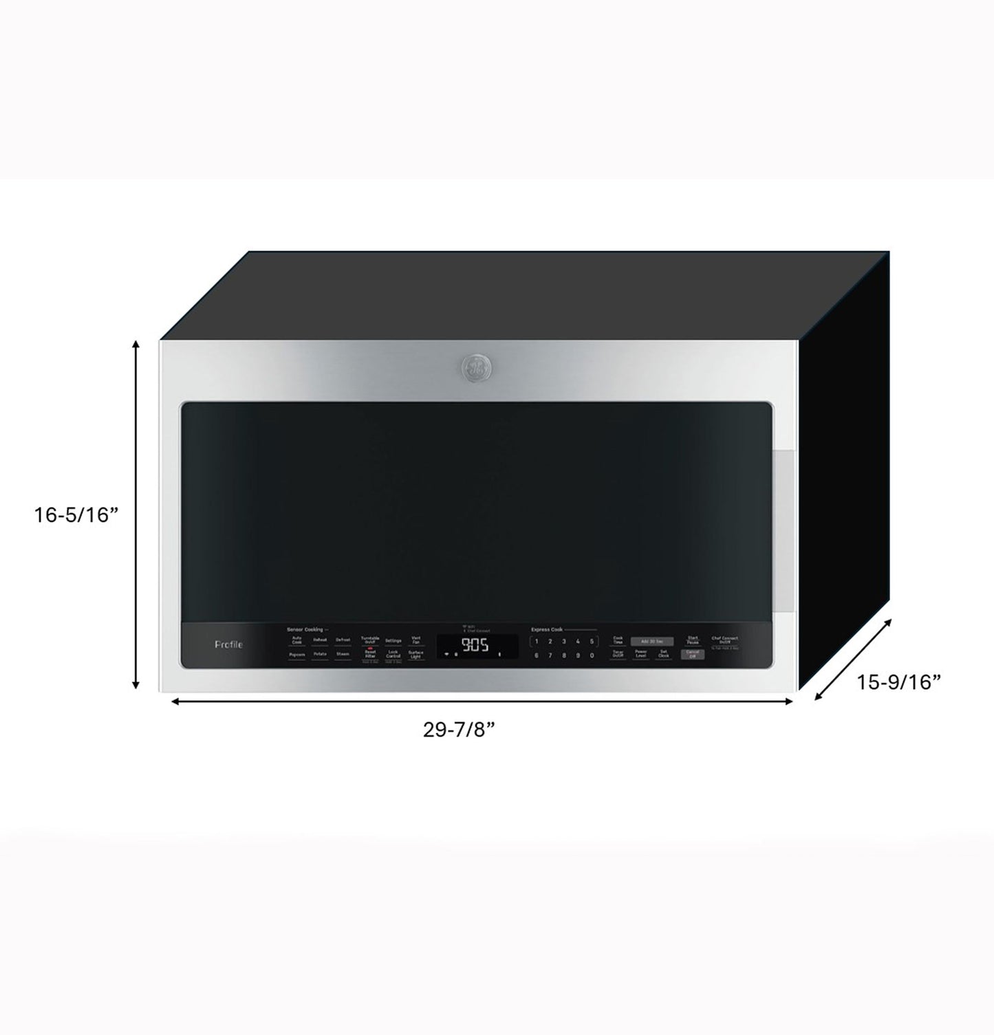 GE APPLIANCES GE Profile 2.1 Cu. Ft. Over-the-Range Sensor Microwave Oven Black in Stainless Steel - PVM9005BLTS