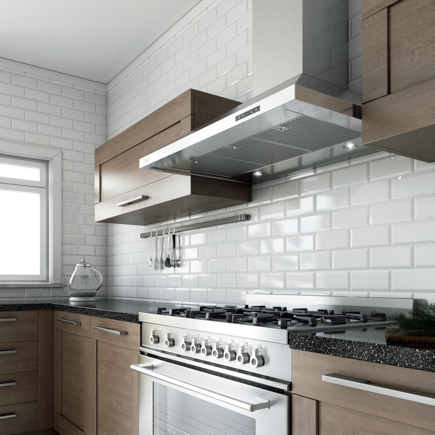 XO APPLIANCE XOV36SC 36" 600/395 CFM Italian Made Wall Chimney Range Hood in Stainless Steel - XOV36SC