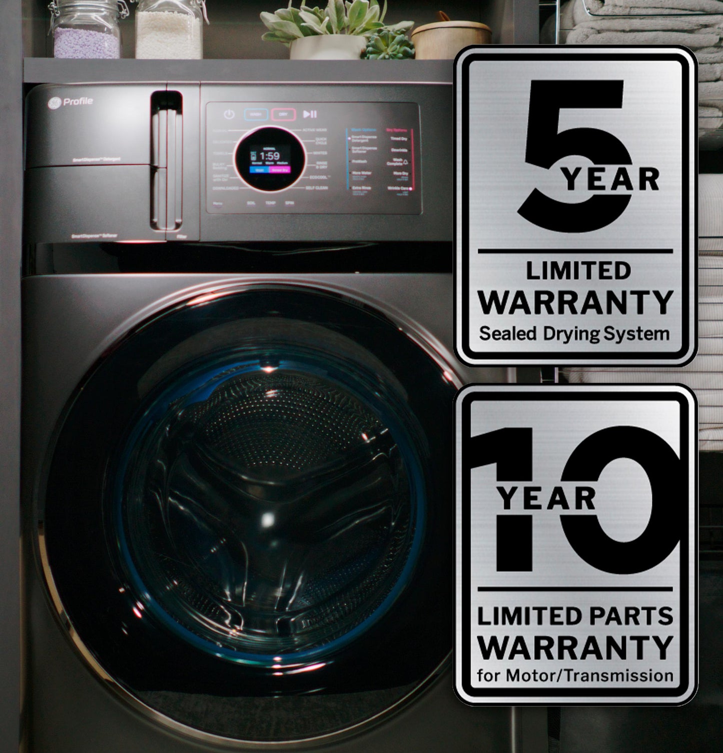 GE APPLIANCES PFQ83HSSWWW GE Profile™ ENERGY STAR® 4.6 cu. ft. Capacity UltraFast Combo with Ventless Inverter Heat Pump Technology Washer/Dryer White - PFQ83HSSWWW