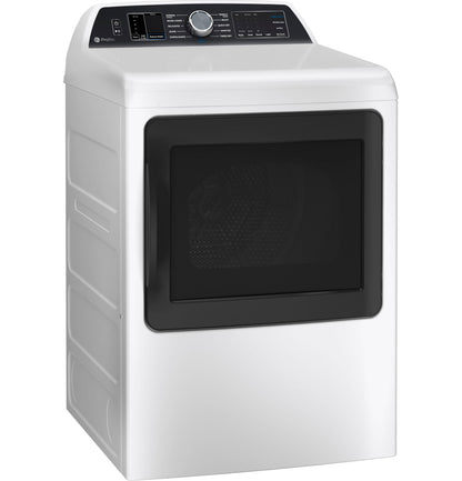 GE APPLIANCES PTD70GBSTWS GE Profile™ ENERGY STAR® 7.4 cu. ft. Capacity Smart aluminized alloy drum Gas Dryer with Sanitize Cycle and Sensor Dry White On Gray - PTD70GBSTWS