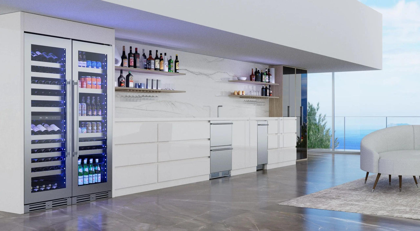 XO APPLIANCE XOU2470WDZGB Tall Dual Zone Wine Cooler, Black Glass Black - XOU2470WDZGB