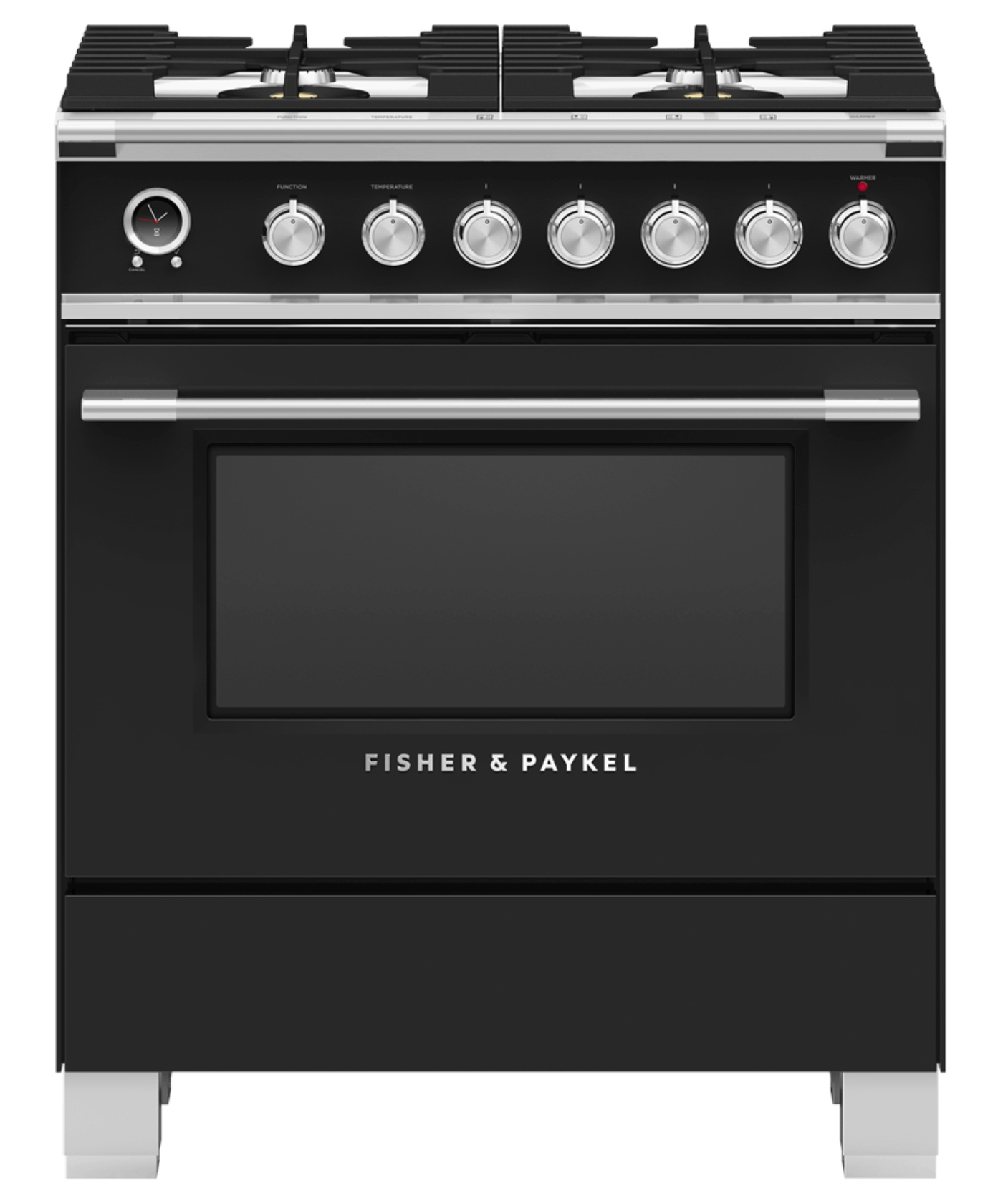 FISHER & PAYKEL OR30SCG6B1 30" Series 9 Classic 4 Burner Dual Fuel Self-Cleaning Range Black - OR30SCG6B1