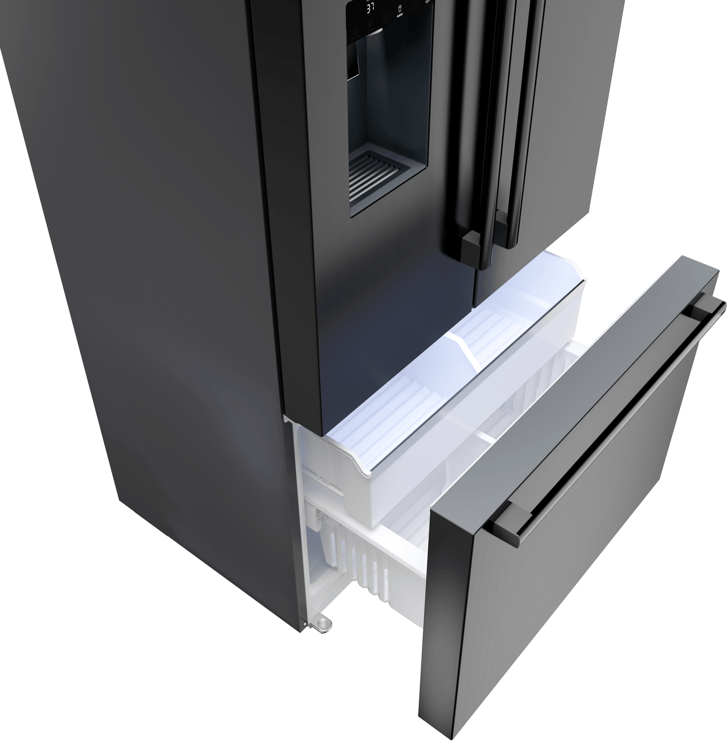 BOSCH B36CD52SNB 500 Series, French Door Bottom freezer, multi door, 36'', Black inox-antifingerprint, Total No Frost Black in Stainless Steel - B36CD52SNB