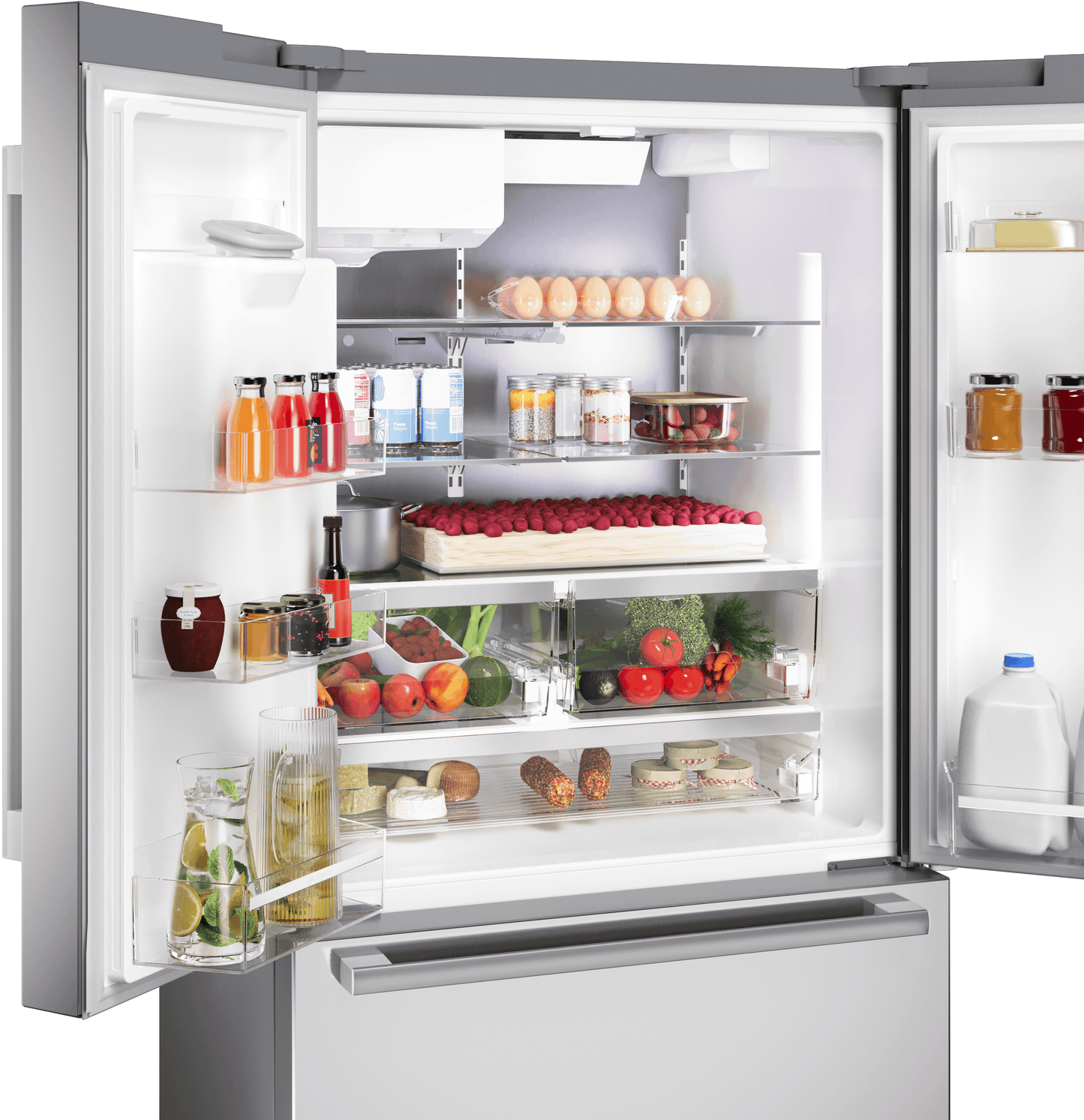 BOSCH B36FD52SNS 500 Series, French Door Bottom freezer, multi door, 36'', Brushed steel (with anti-fingerprint), Total No Frost in Stainless Steel - B36FD52SNS