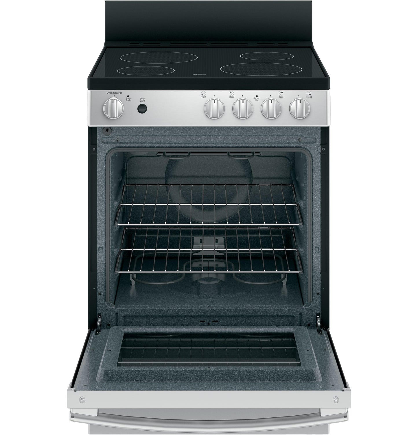 GE APPLIANCES JAS640RMSS GE® ENERGY STAR® 24" Free-Standing/Slide-in Front Control Range with Steam Clean and Large Window in Stainless Steel - JAS640RMSS