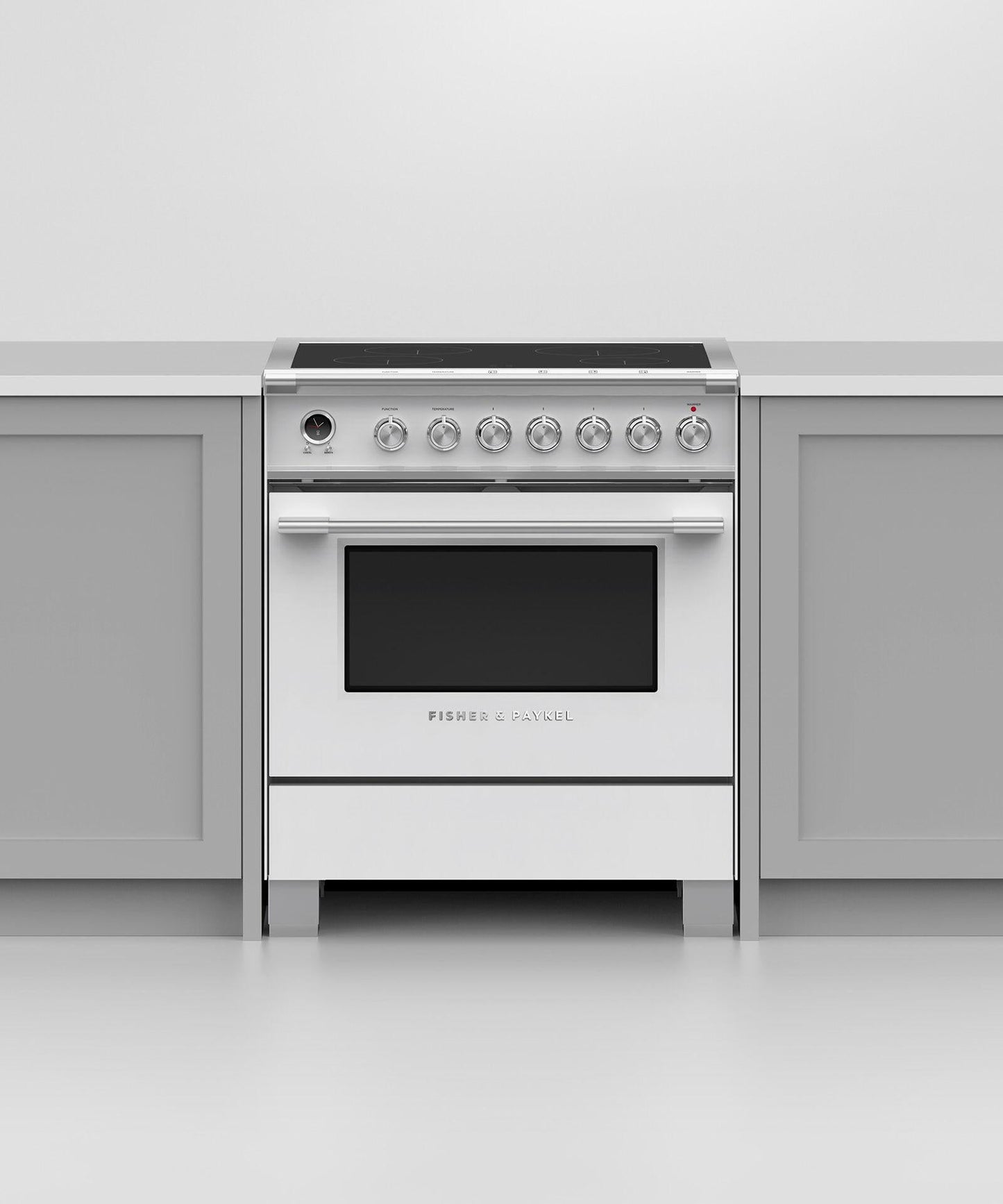 FISHER & PAYKEL OR30SCI6W1 30" Series 9 Classic 4 Zone Induction Self-Cleaning Range White - OR30SCI6W1