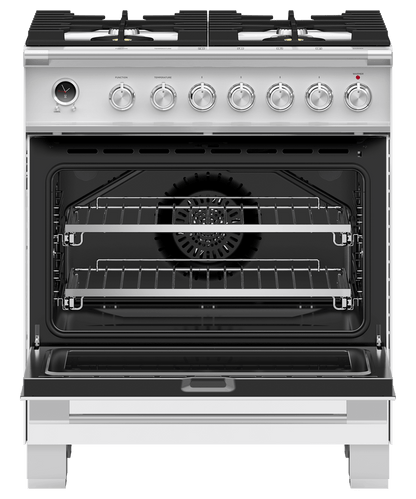 FISHER & PAYKEL OR30SCG6W1 30" Series 9 Classic 4 Burner Dual Fuel Self-Cleaning Range White - OR30SCG6W1