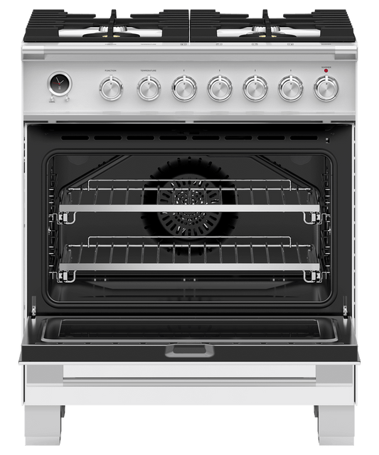 FISHER & PAYKEL OR30SCG6W1 30" Series 9 Classic 4 Burner Dual Fuel Self-Cleaning Range White - OR30SCG6W1