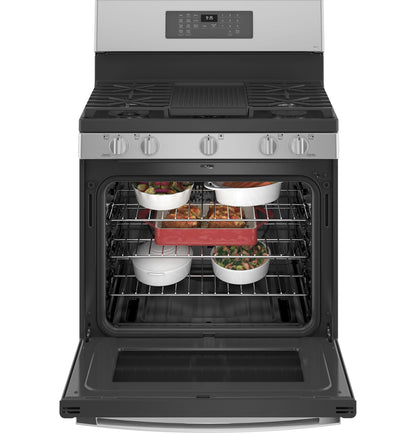 GE APPLIANCES PGB935YPFS GE Profile™ Smart 30" Free-Standing Self Clean Gas Fingerprint Resistant Range with No Preheat Air Fry in Stainless Steel - PGB935YPFS