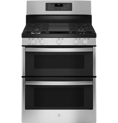 GE APPLIANCES GE 30" Free-Standing Gas Double Oven Convection Range in Stainless Steel - JGBS86SPSS