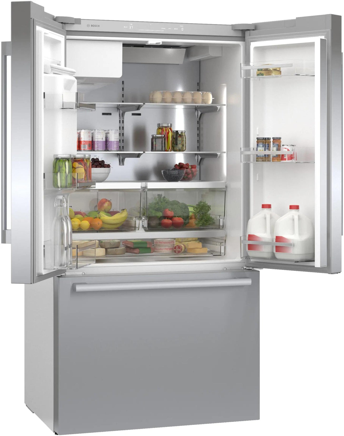 BOSCH B36CD50SNS 500 Series French Door Bottom Mount Refrigerator 36" Stainless steel (with anti-fingerprint), Total No Frost in Stainless Steel - B36CD50SNS