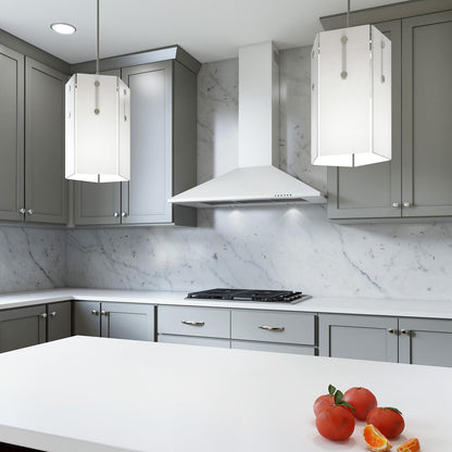 XO APPLIANCE XOB36WC 36" CCC 600/395 CFM Italian Made Wall Mount Chimney Range Hood White - XOB36WC