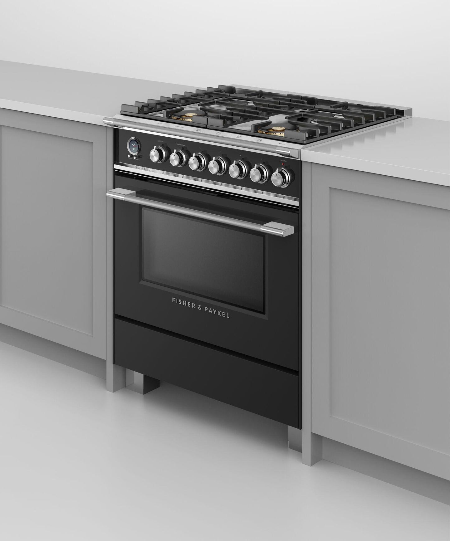FISHER & PAYKEL OR30SCG6B1 30" Series 9 Classic 4 Burner Dual Fuel Self-Cleaning Range Black - OR30SCG6B1