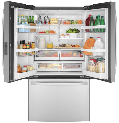 GE APPLIANCES GE 23.1 Cu. Ft. Counter-Depth Fingerprint Resistant French-Door Refrigerator in Stainless Steel - GWE23GYNFS