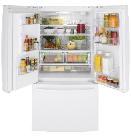 GE APPLIANCES 25.7 Cu. Ft. French-Door Refrigerator White - GFE26JGMWW
