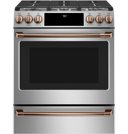 CAFE CGS700P2MS1 CAFé™ 30" Smart Slide-In, Front-Control, Gas Range with Convection Oven in Stainless Steel - CGS700P2MS1