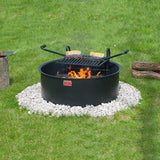 Pilot Rock 3 Pack 24” Steel Ground Fire Pit Rings & Metal Cooking Grates, Black - 415886