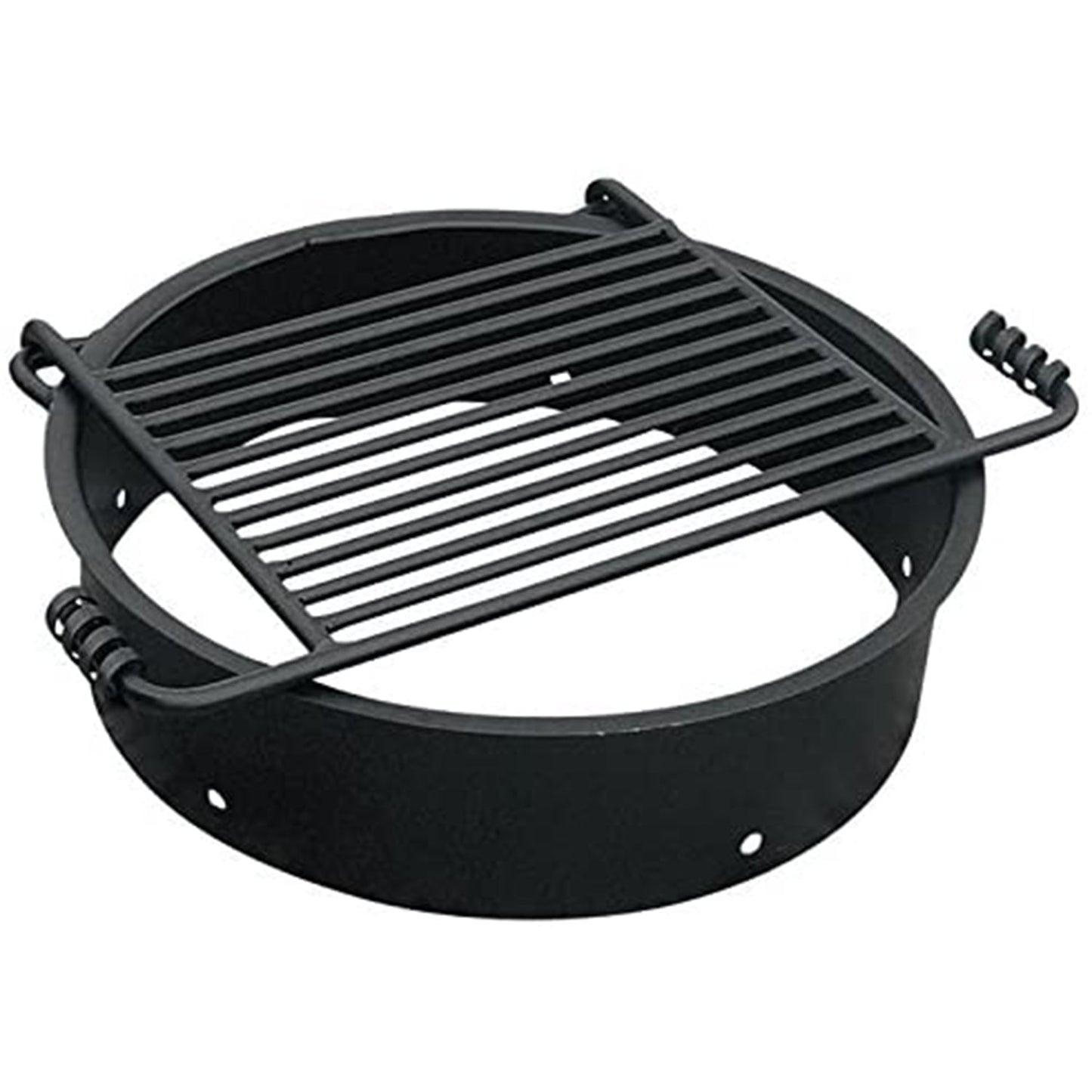 Pilot Rock 3 Pack 24” Steel Ground Fire Pit Rings & Metal Cooking Grates, Black - 415886