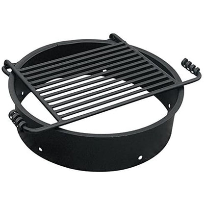 Pilot Rock 3 Pack 24” Steel Ground Fire Pit Rings & Metal Cooking Grates, Black - 415886