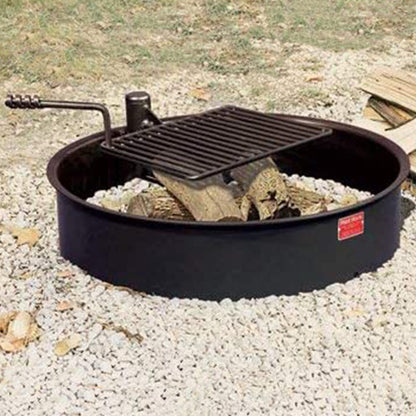 Pilot Rock 2 Pack 30.5 Inch Steel Ground Fire Pit Ring and Metal Cooking Grate - 415874