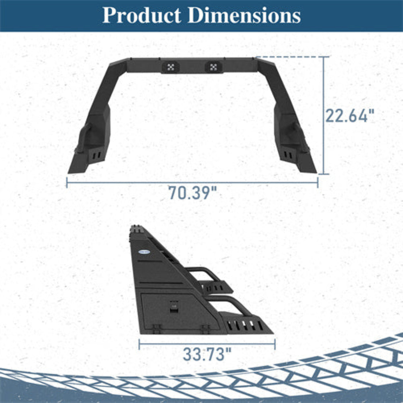 22.6" High Adjustable Truck Roll Bar For Full-Size Pickup Trucks - Hooke Road - HE.9910-S
