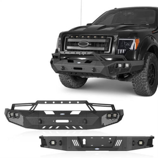 Hooke Road Full-Width Front Bumper w/Grill Guard & Rear Bumper Back Bumper(09-14 Ford F - HE.8200A&HE.8200B&HE.8204-150, Excluding Raptor)