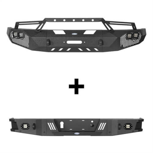 Hooke Road Full-Width Front Bumper w/Grill Guard & Rear Bumper Back Bumper(09-14 Ford F - HE.8200A&HE.8200B&HE.8204-150, Excluding Raptor)