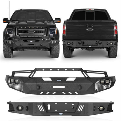 Hooke Road Full-Width Front Bumper w/Grill Guard & Rear Bumper Back Bumper(09-14 Ford F - HE.8200A&HE.8200B&HE.8204-150, Excluding Raptor)
