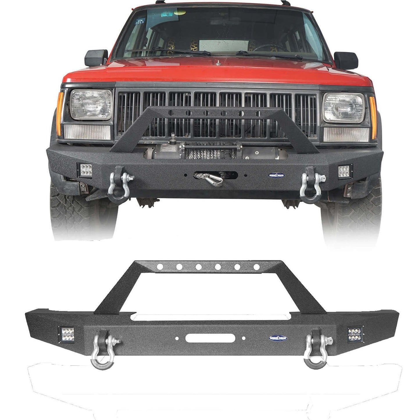 Hooke Road Full Width Front & Rear Bumper Combo(84-01 Jeep Cherokee XJ) - HE.9012&HE.9013